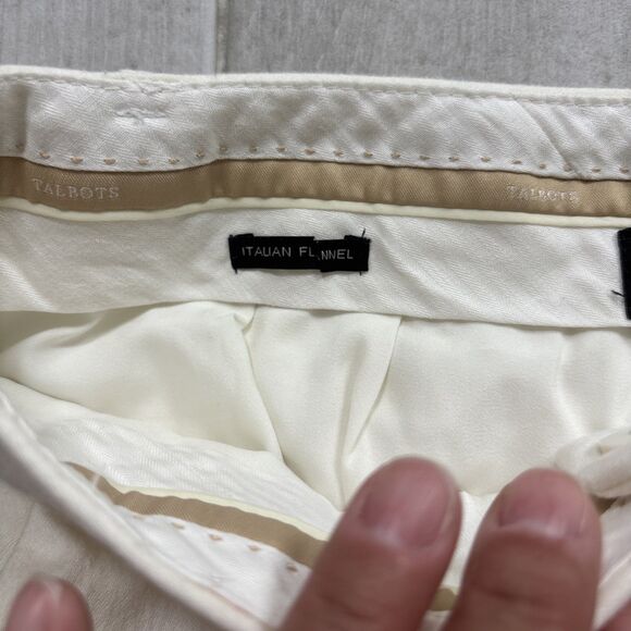 Talbots Windsor Curvy Pants Women’s 2 Ivory Cream Italian Flannel Wool Blend - Picture 5 of 12